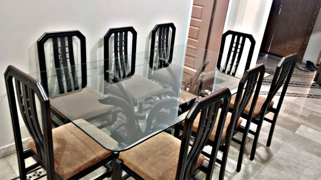 Dining Set |Dining Tables with 8Chairs|Wooden chairs top glass Dining 0