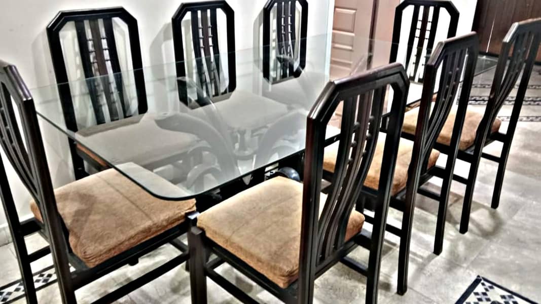 Dining Set |Dining Tables with 8Chairs|Wooden chairs top glass Dining 1