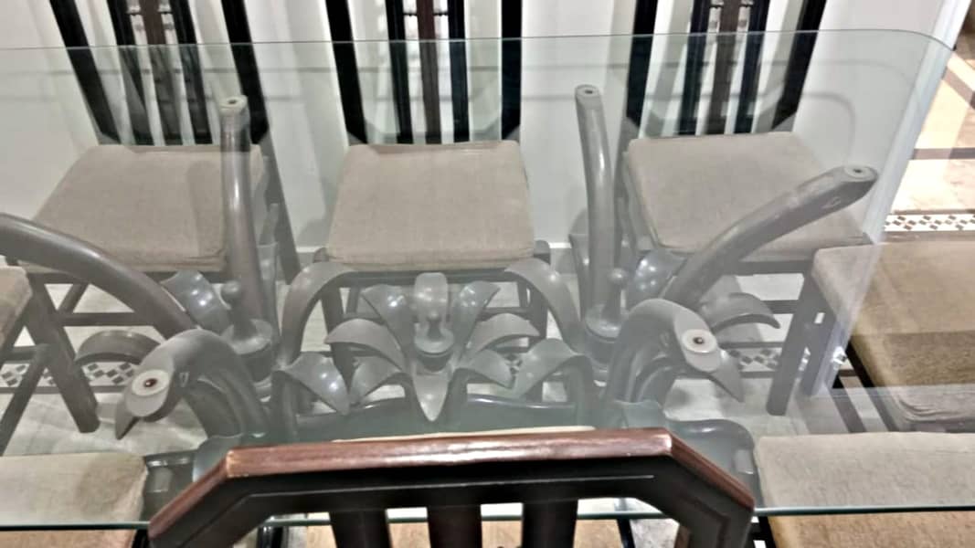 Dining Set |Dining Tables with 8Chairs|Wooden chairs top glass Dining 2