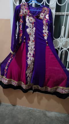 Purple color frock angrakha style