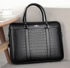 Oyixinger Crocodile Pattern Leather Handbag Business Casual Briefcase