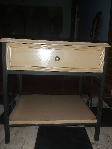 beige wood side table 0