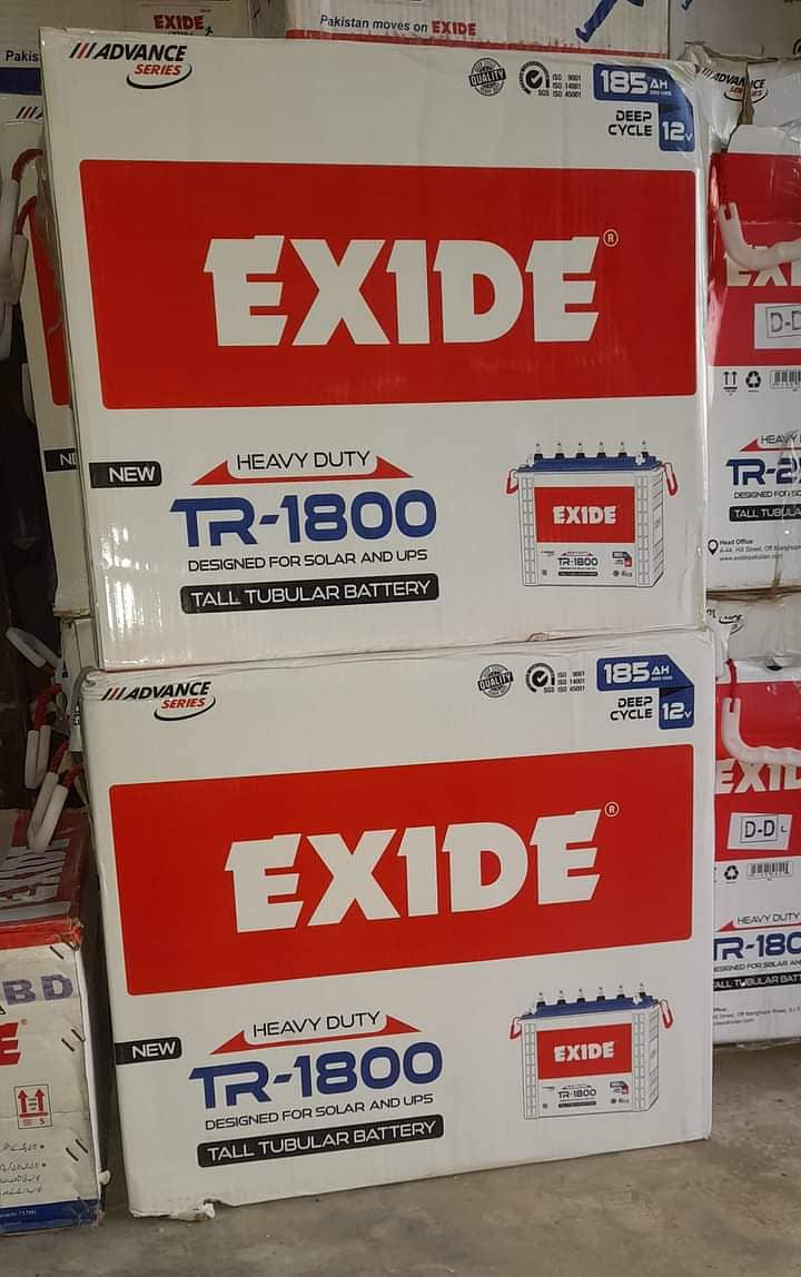 Exide Tall Tubular Battery TR-1800 12V 185AH 0