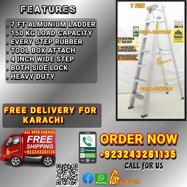 Almunium Ladder 7 Feet Heavy Duty 0