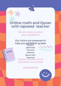 onlinemaths and Quran teaching service available