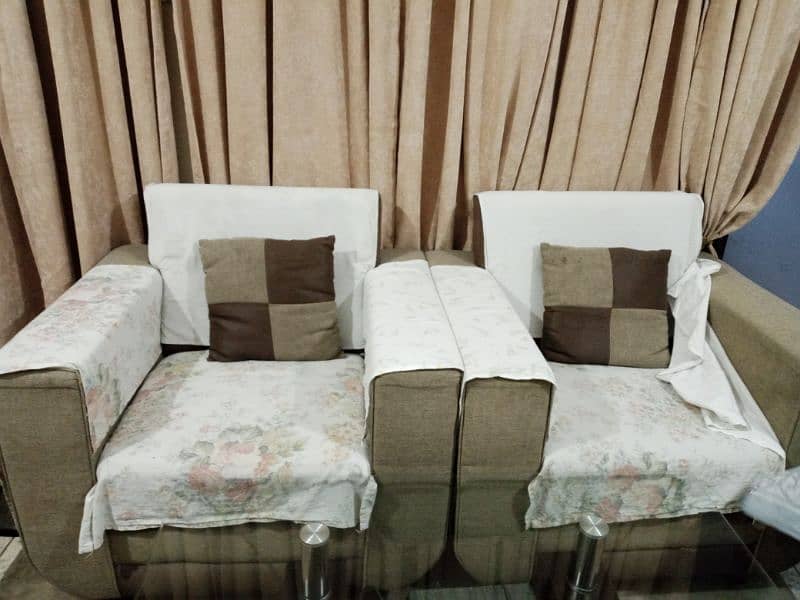 brown color sofa set 5 seater 1