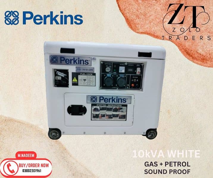 Generator 10 kva sound proof Perkins conopy. 10