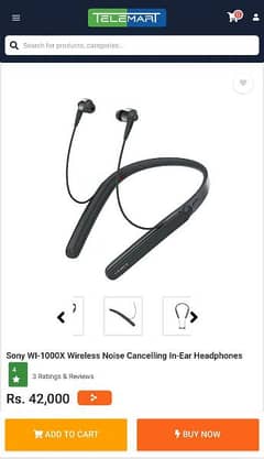 Sony WI-1000x wireless Noise cancelling in-Ear Headphones