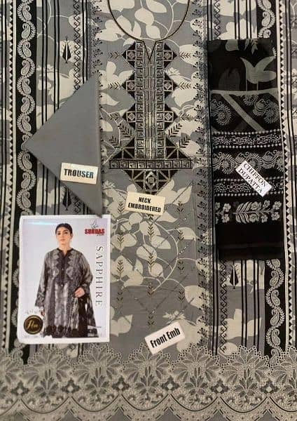 3 Pc Suits | Unstitch Suit | Lawn Dress | Lawn Collection | Clothes 2