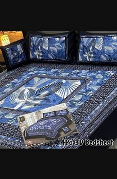 4 Pcs Crystal Cotton Printed Double Bedsheet Free delivery