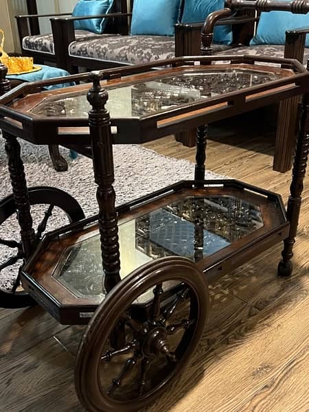 Elegent Hand Carved tea trolley 5