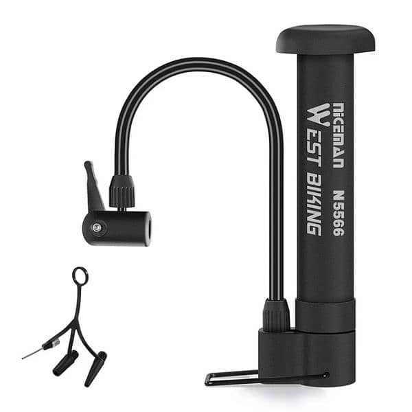 West Bike-Mini Bicycle Tire Inflator, Schrader Valve Floor Pump 2