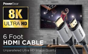 1, 3, 5 Meter )PowerBear 8K HDMI Cable Braided Nylon & Gold Connectors