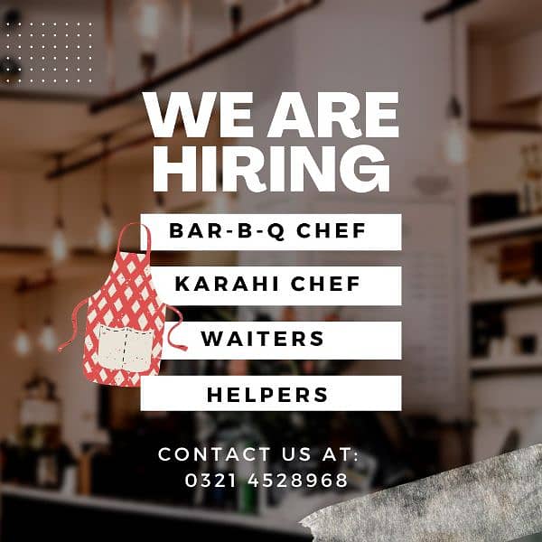 Restaurant Staff || Jobs in Lahore || Urgent Hiring 1