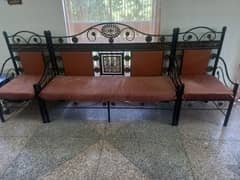 Excellent condition Rod iron  & wooden sofa set for sale 0