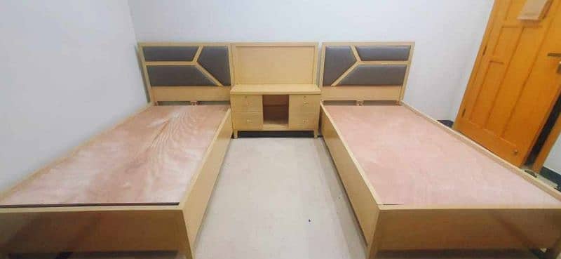 Complete pair of wooden Single bed 1