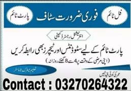 Need matric or inter students for part time work