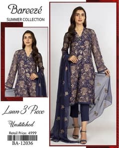 Ladies Suits/3pc unstitched suit/3pc breeze Unstitched