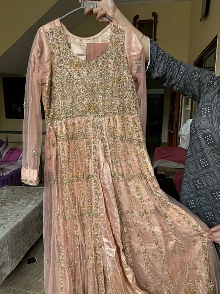 Baby Pink Bridal Dress with Golden Embroidery. 1