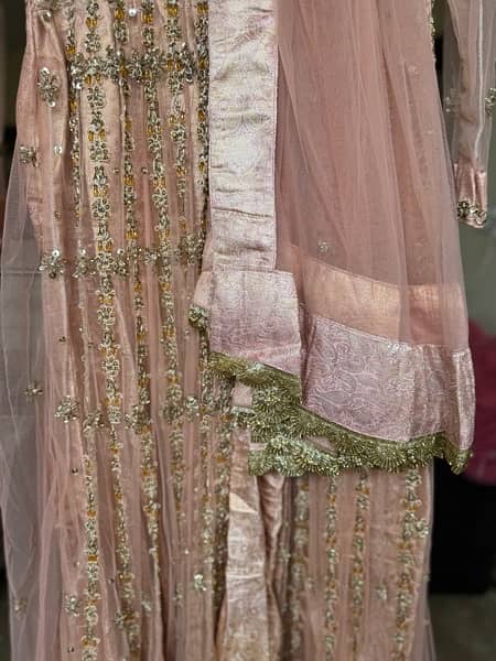 Baby Pink Bridal Dress with Golden Embroidery. 2