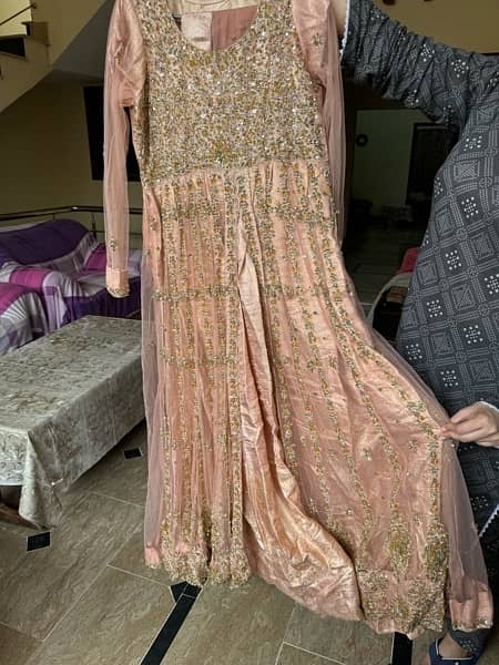 Baby Pink Bridal Dress with Golden Embroidery. 4