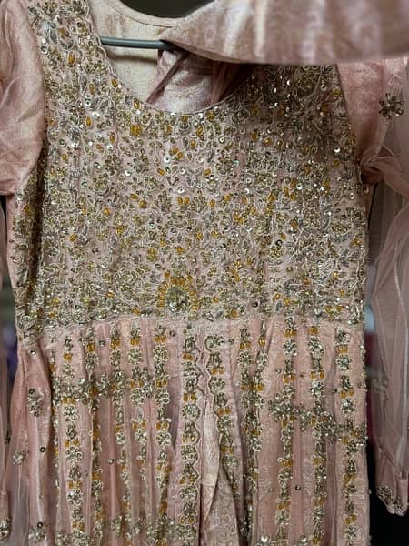 Baby Pink Bridal Dress with Golden Embroidery. 5