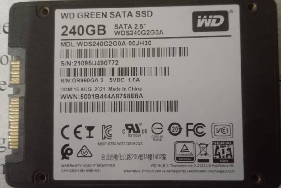 SSD 256 WD Green SATA 2.5'' 1