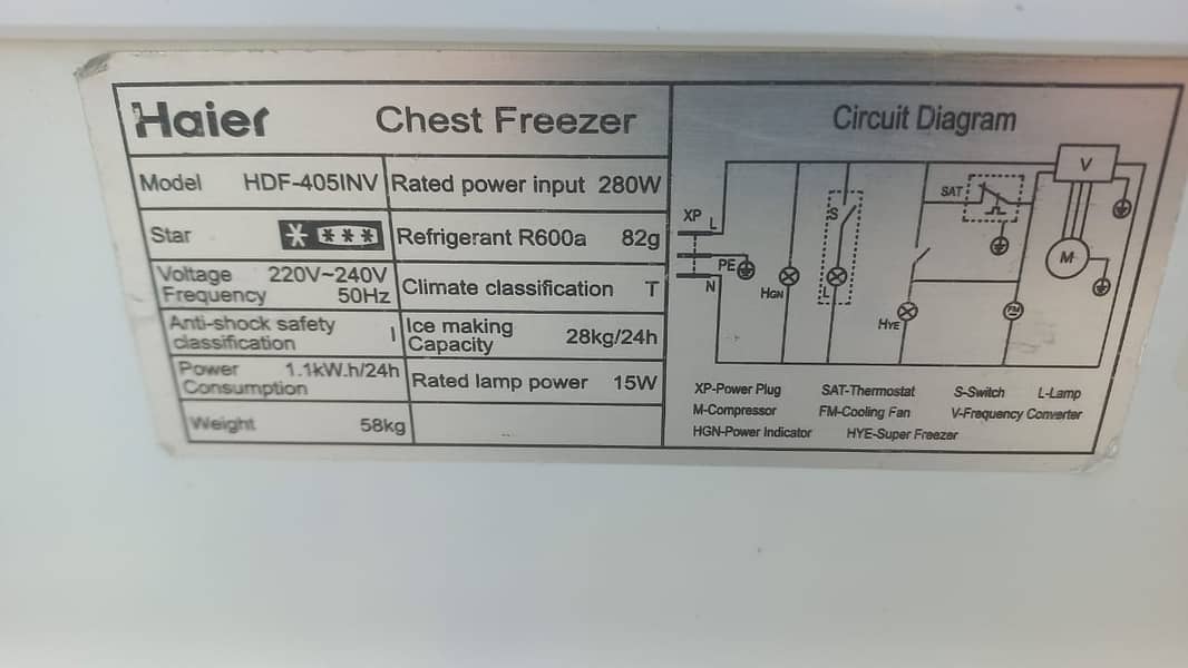 HAier D freezer singel door (0306=4462/443) uff set 5