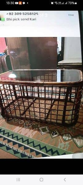 center cane table with top mirror in good price 2