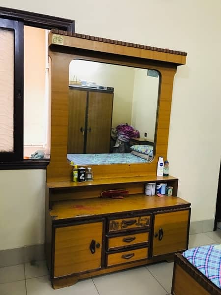 Wooden Dressing Table with mirror, cabinets and drowse 3