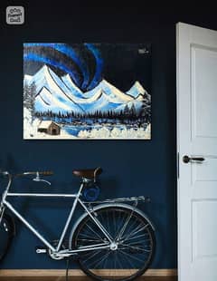 Northern lights canvas handmade painting.