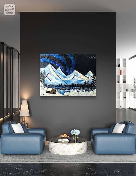 Northern lights canvas handmade painting. 1