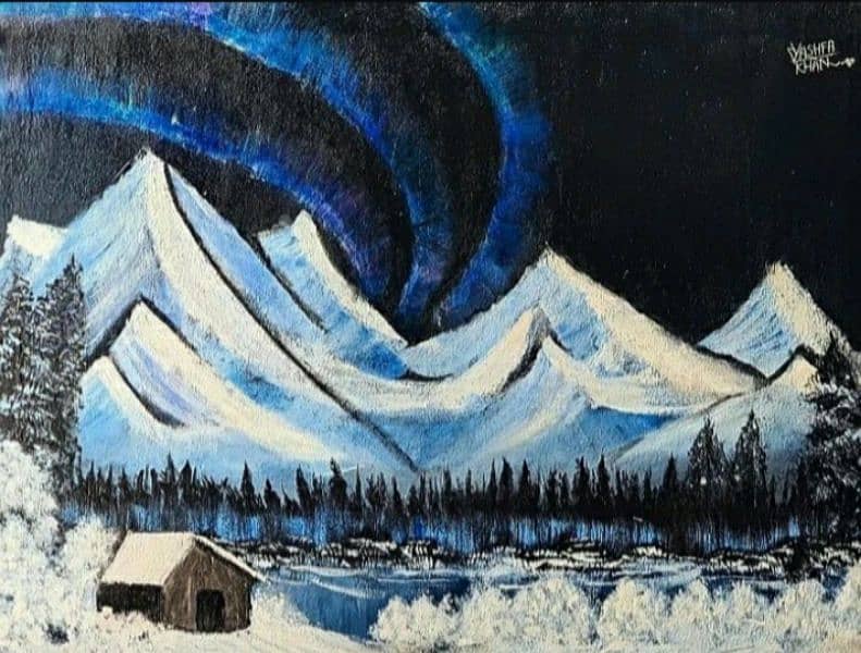 Northern lights canvas handmade painting. 2