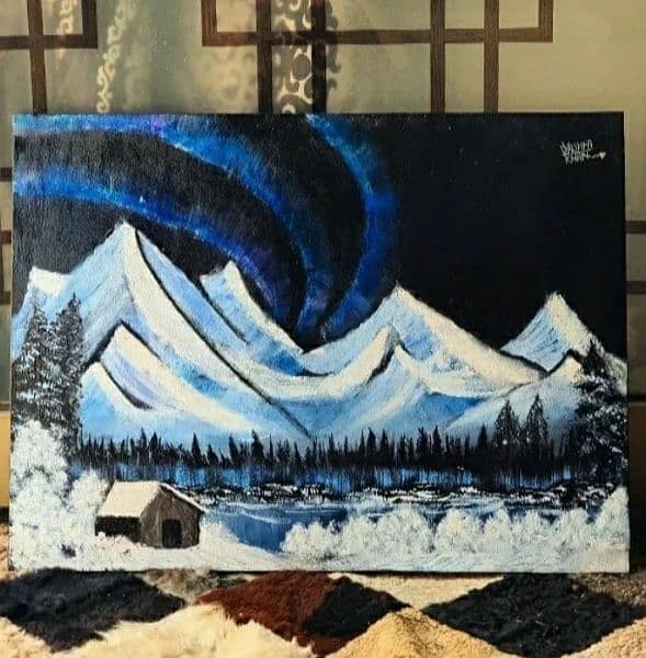 Northern lights canvas handmade painting. 3