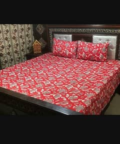 3 pcs crystal cotton painted double bedsheet