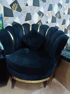 Black & Gold Sofa Set Like New Condition.