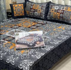 4 pcs crystal cotton printed double bedsheets