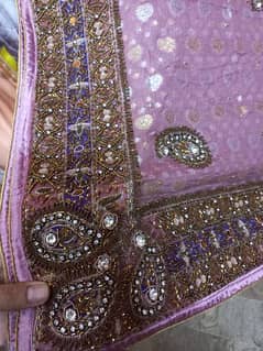 light lehanga with purple duppata