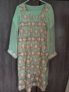 fancy green chiffon dress with mukesh.