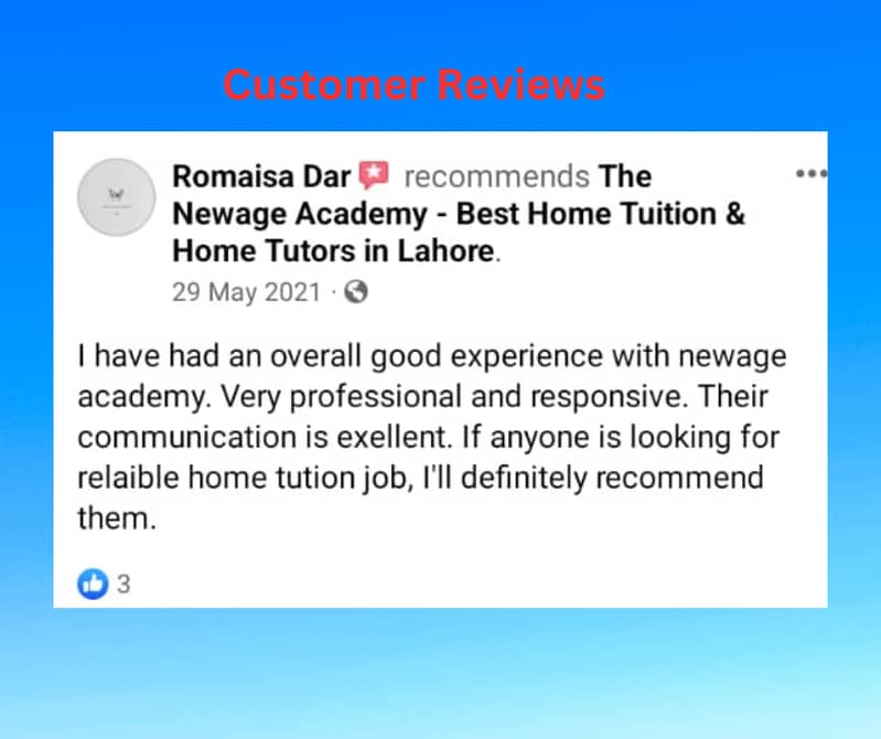 Female & Male Home Tutors Required in Lahore 1