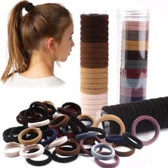 6 Pc Rubber Hair Bands for Women- Multi Elastic Hair Bands for Girls