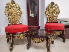 chinioti  peerah set/ chairs set with coffee table