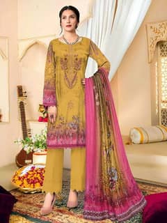 3 PCs woman Unstitched Lawn Embroidered suit