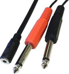 3.5mm Female To Dual 2 × 6.35mm 1/4'' TRS Mono Male Audio Jack Adapter