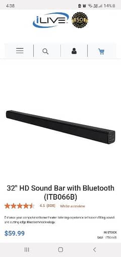 SOUND BAR (BLUETOOTH) 100% Original ILIVE BRAND