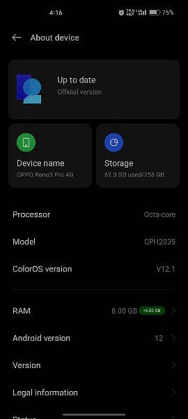 oppo reno 3 pro 8+5 256 5