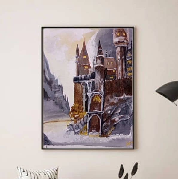 Hand made castle with oil paints original 0