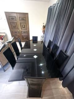 Dining table / 8 person dining table /Glass dining table with chairs