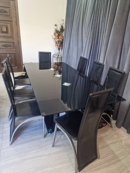 Dining table / 8 person dining table /Glass dining table with chairs 3