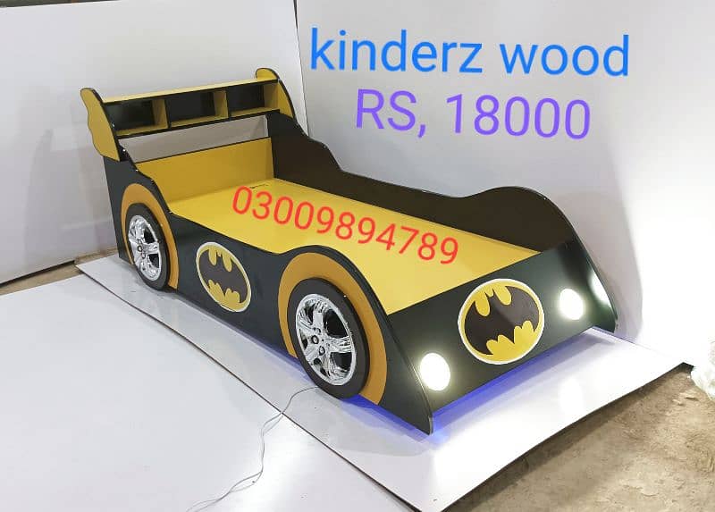 kids car beds with lights and back shelf, 6